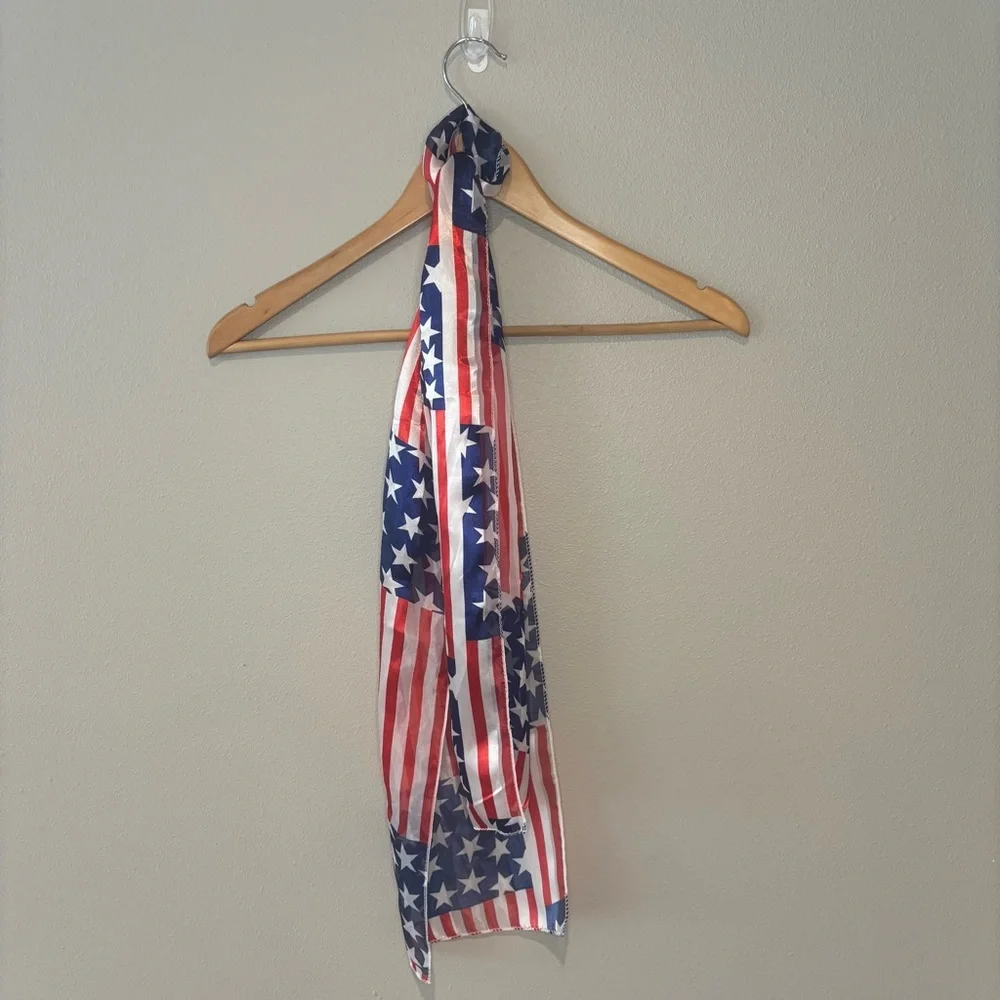 AMERICAN FLAG 🇺🇸 Fourth of July Sheer Scarf‎ 🧣 Red, White & Blue Scarf